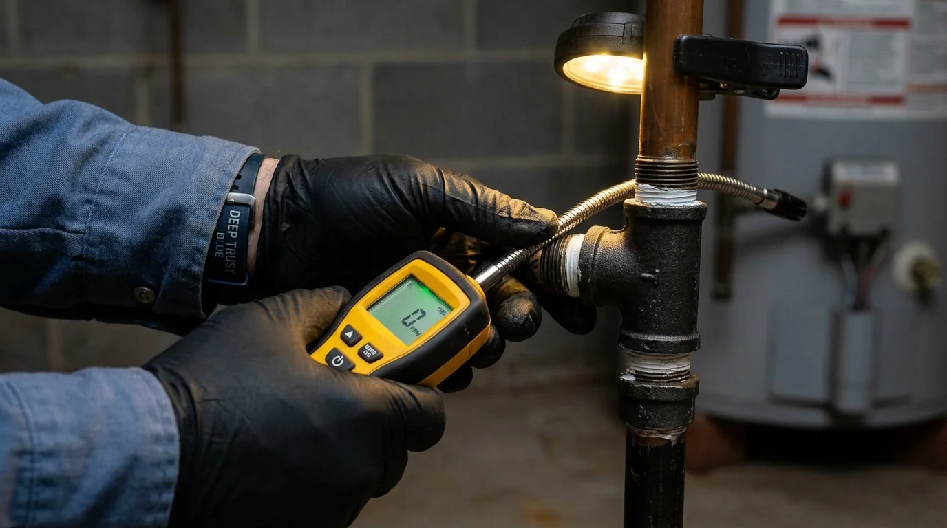 Gas leak detection with electronic sniffer by Johns Plumbing LLC in Uvalde