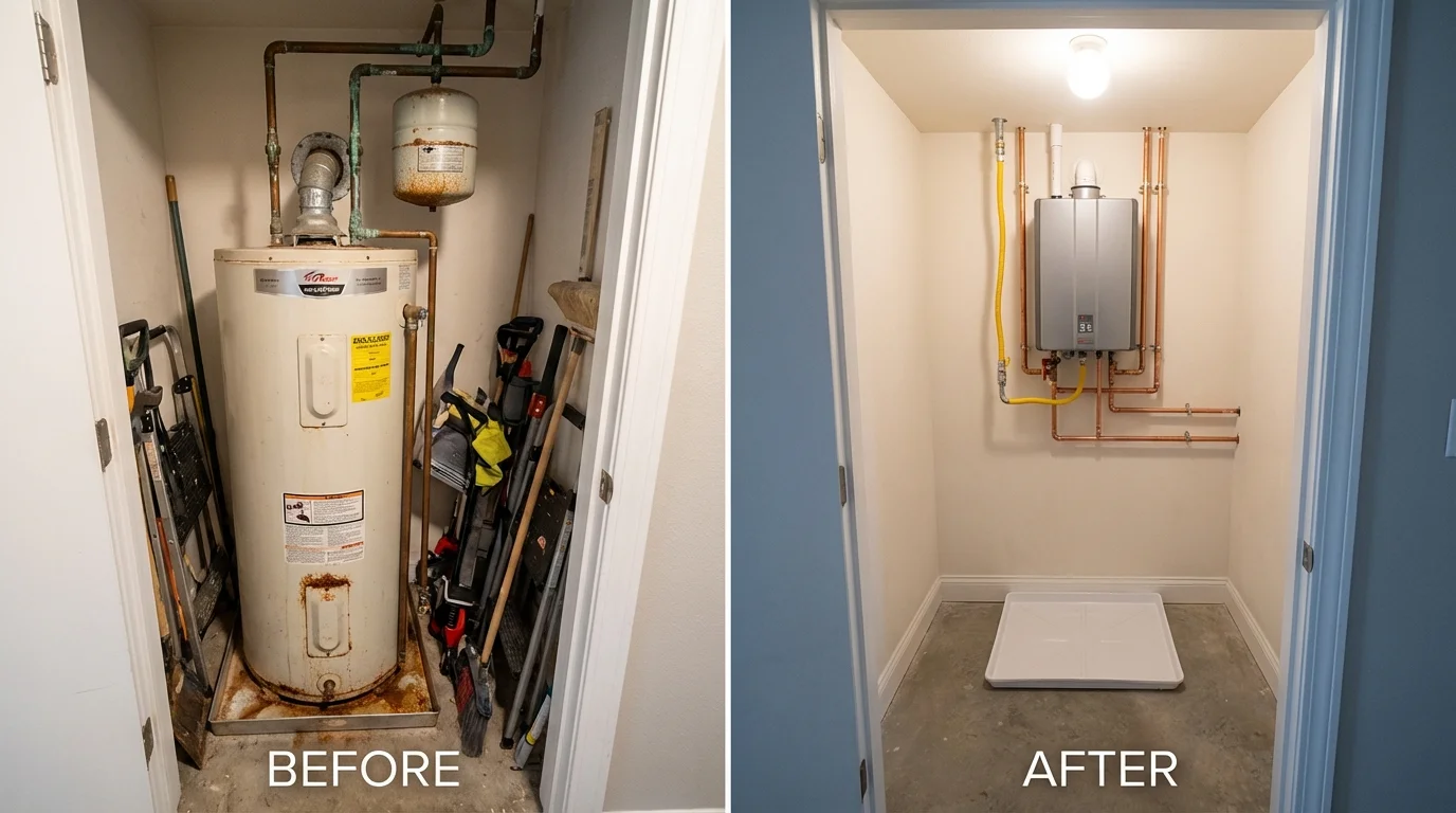Tank water heater versus wall-mounted tankless unit comparison for Uvalde, TX homeowners