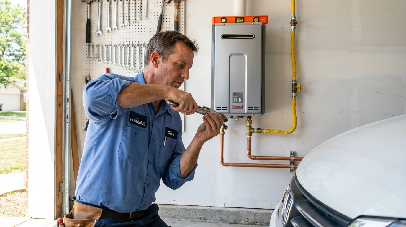 Tankless water heater installation by a Johns Plumbing LLC plumber in Uvalde
