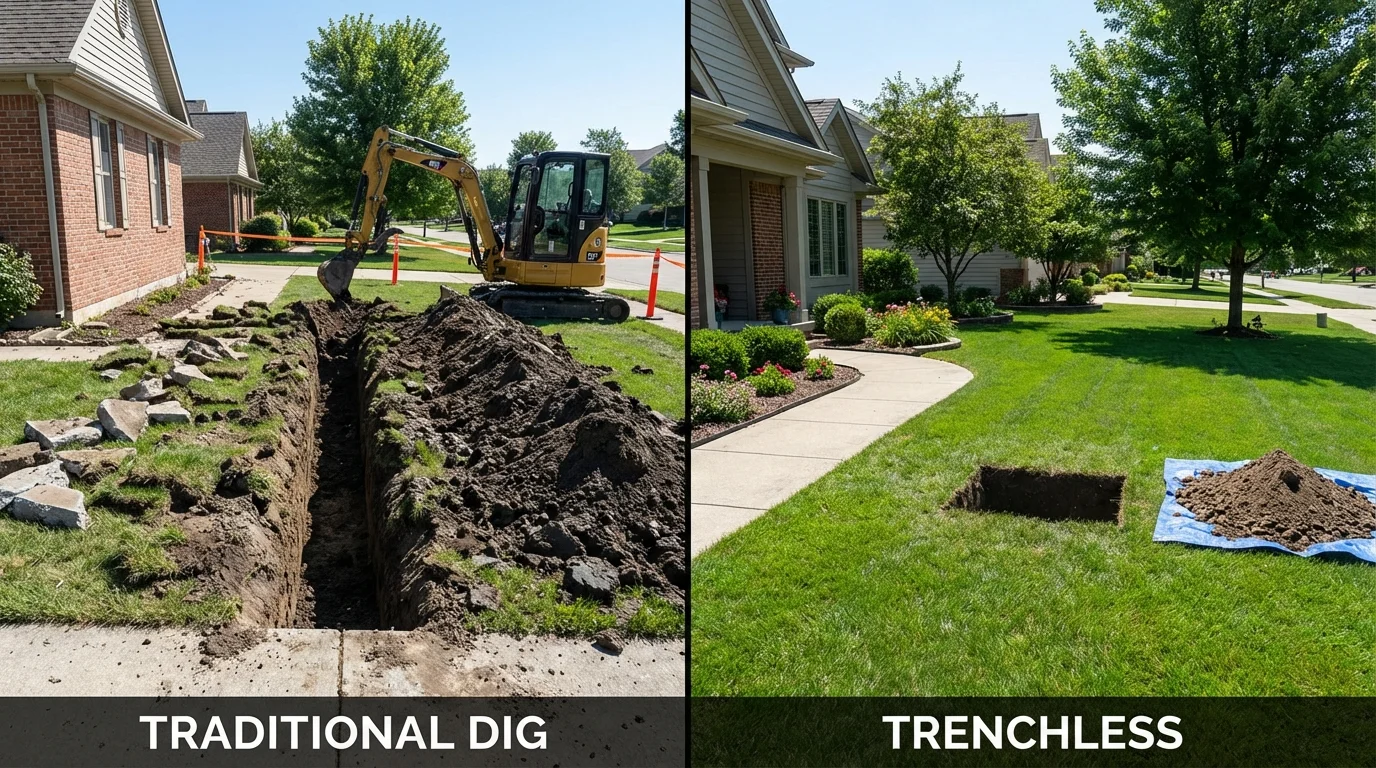 Trenchless sewer repair with minimal yard damage versus traditional excavation in Uvalde, TX